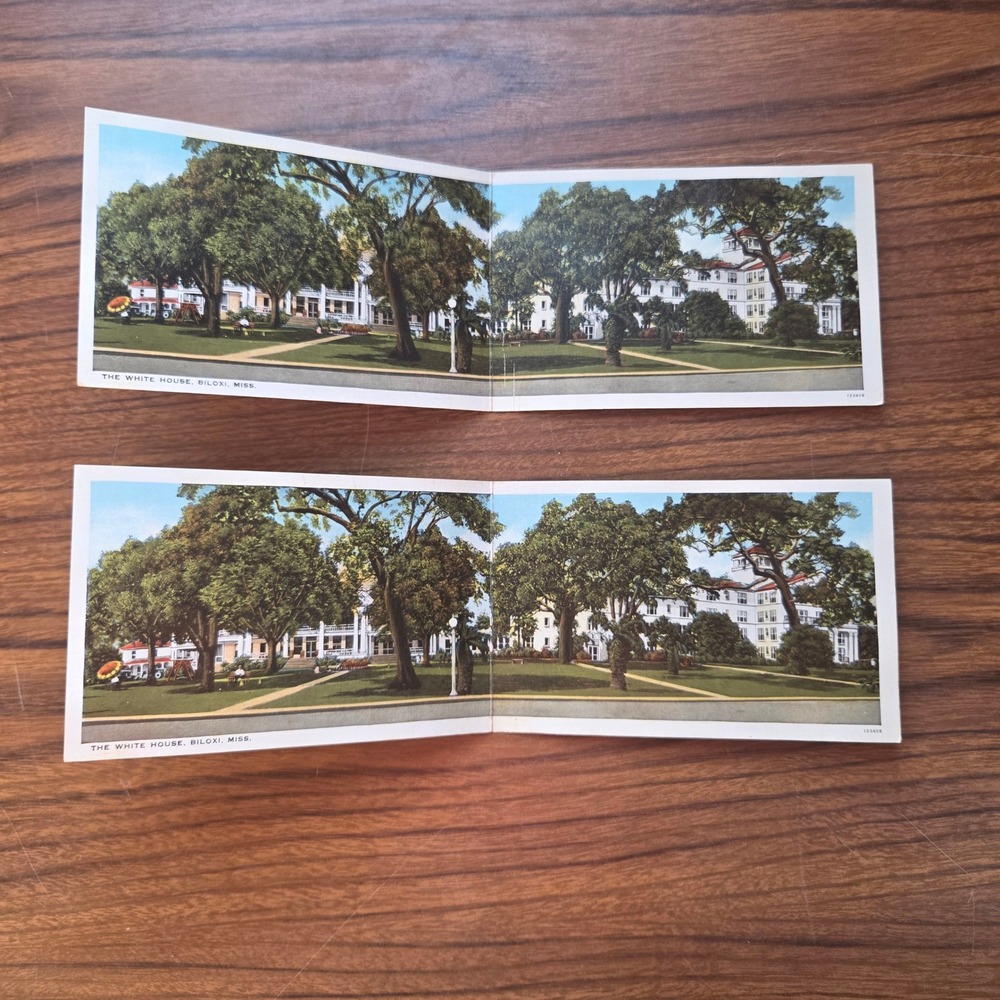 Vintage Biloxi Mississippi The White House Hotel Panoramic Postcards Set of 2